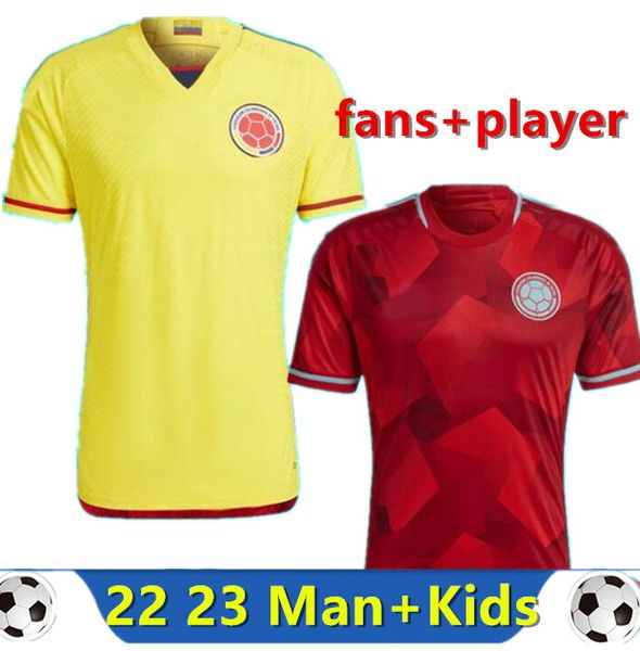 

2022 2023 colombia away soccer jerseys fans player falcao james home football shirt cuadrado national team men kids kit good quality with lo, Black;yellow