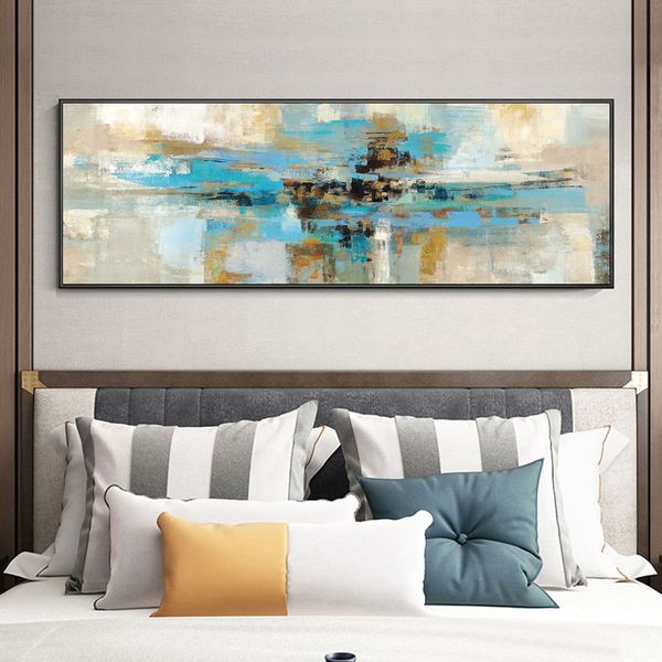 

abstract blue oil painting on canvas posters and prints modern scandinavian wall art picture bedroom kids room cuadros decor