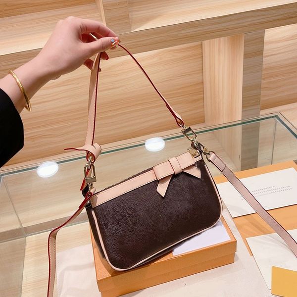 

2023 fashion underarm bag women handbag purse classic clutch shoulder crossbody bags with bowknot zipper wallet detchable strap belt 011
