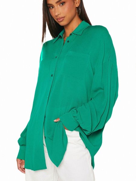 

women's blouses & shirts tall pocket front drop shoulder shirt q45k#, White