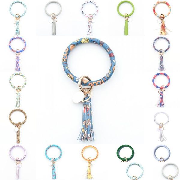 

charm bracelets leather wristlet keychain bracelets bangle creative round key ring large circle tassel keychains bracelet holder for dhc34, Golden;silver