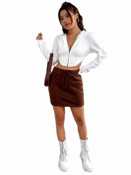 

women's hoodies & sweatshirts hook & eye asymmetrical hem crop hoodie o3ap#, Black