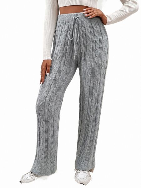 

women's sweaters drawstring waist cable knit pants t7nf#, White;black