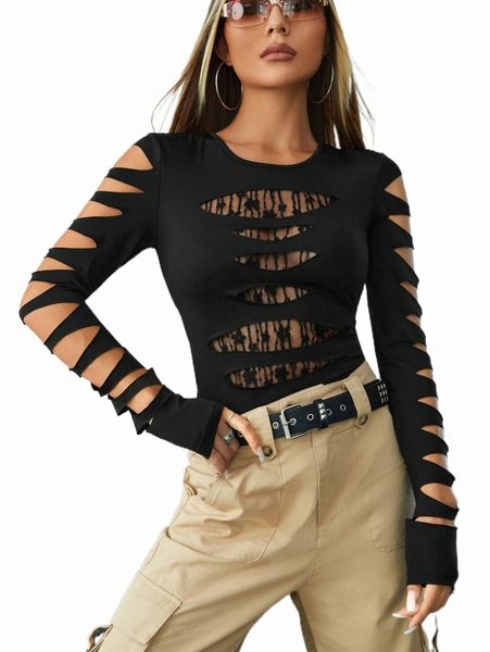 

women's t-shirt laddering cutout lace insert tee z0kz#, White