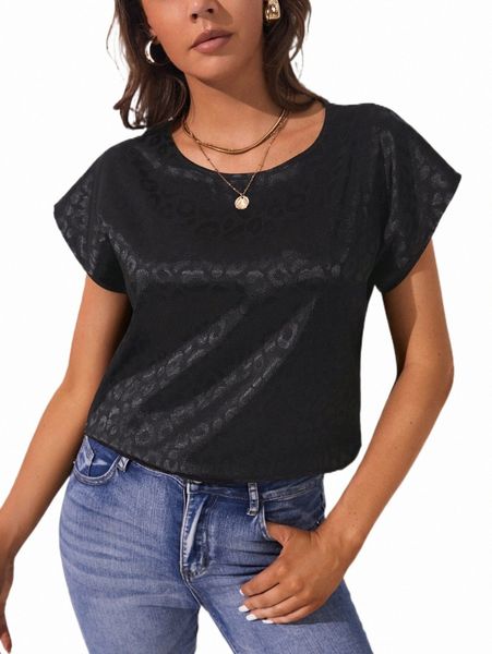 

women's blouses & shirts tall leopard jacquard batwing sleeve blouse 68yb#, White