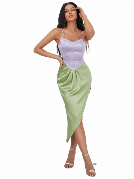 

casual dresses colorblock asymmetrical hem satin cami dress d8uw#, Black;gray