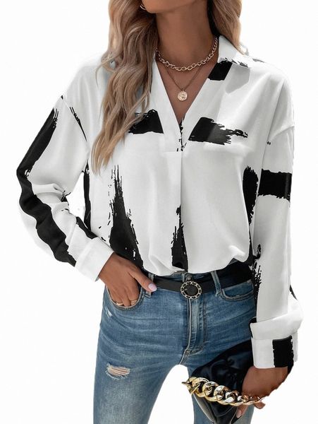 

women's blouses & shirts graphic print drop shoulder shirt k5xu#, White