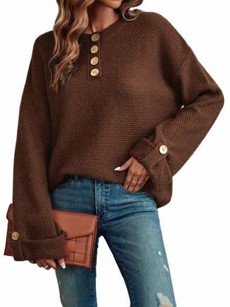 

women's sweaters button front drop shoulder sweater n1ey#, White;black