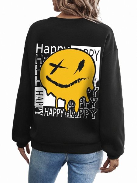 

women's hoodies & sweatshirts cartoon & letter graphic sweatshirt b81o#, Black