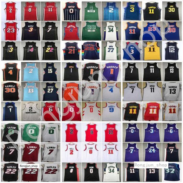 

jersey stitched ja morant lamelo ball basketball kevin durant derrick rose stephen curry trey young lillard jokic doncic tatum butler embiid, Black;red
