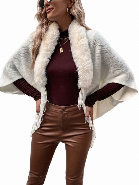 

women's sweaters contrast fuzzy trim fringe dolman sleeve duster cardigan 14kd#, White;black