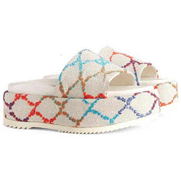 

slippers designer womens sandals slide flip flops multicolor dr shoe eu35-eu42 luxury flat thick bottom embroidery printed, Black