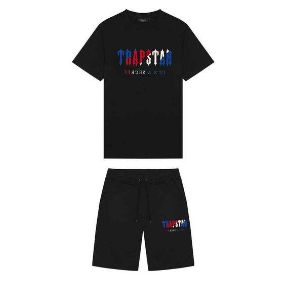 

men's t-shirts 22ss men's new trapstar london t-shirt - black cotton tracksuit set street couple, White;black