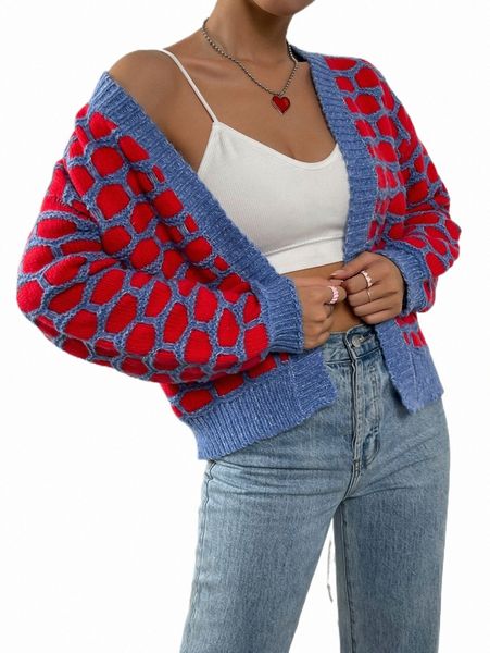 

women's sweaters geo pattern drop shoulder duster cardigan l5zc#, White;black