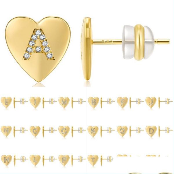 

other love heart stud earrings for women girls charm 26 letters alphabet earring fashion jewelry wedding gift q183fz drop delivery 202 dhfh6, Golden;silver