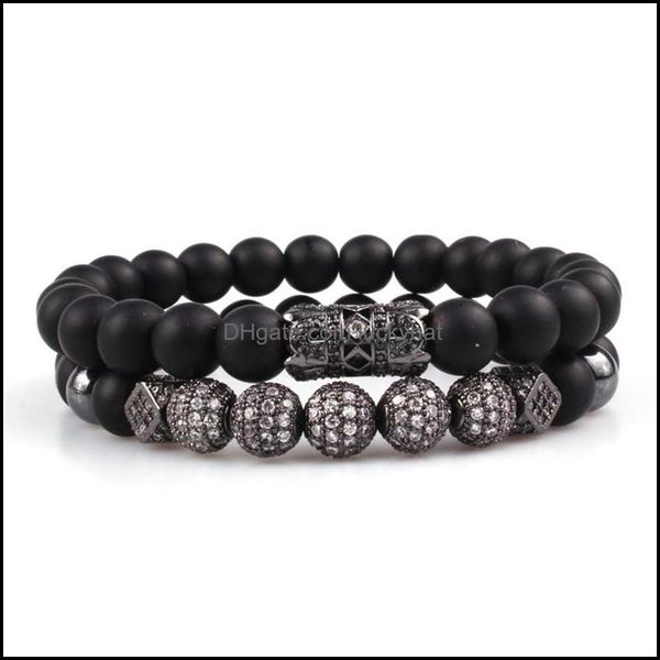 

beaded strands liing column hollow tube micro-inlaid zircon ball natural volcanic stone black agate set bracelet essential oil diffu dhenz