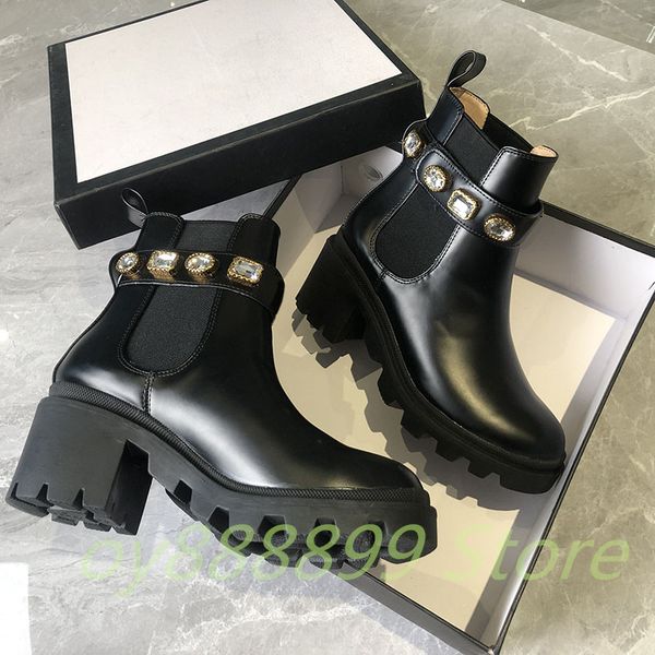

2022 fashion martin boots ankle cowboy wedding shoes real leather chunky high heeled bee eu 35-42 size, Black