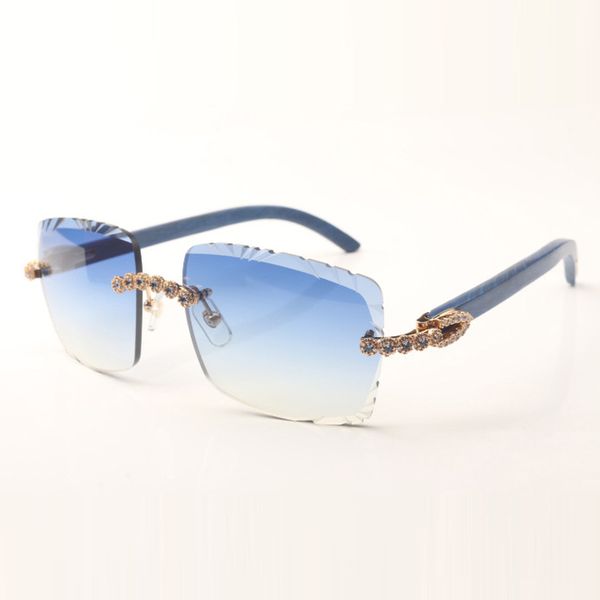 

blue bouquet diamond sunglasses 3524020 with blue wooden temples and 58mm cut lenses thickness 3mm, White;black