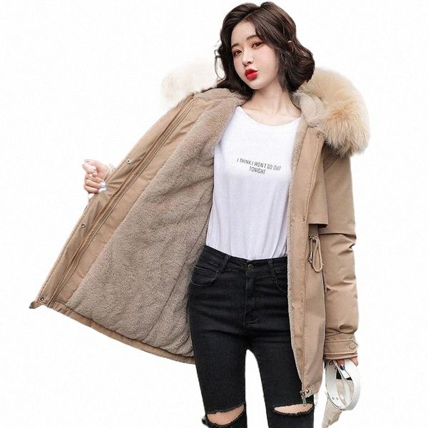 

women's down & parkas women's down & parkas 2021 cotton thicken warm winter jacket coat women casual fur lining hooded parka mujer, Black