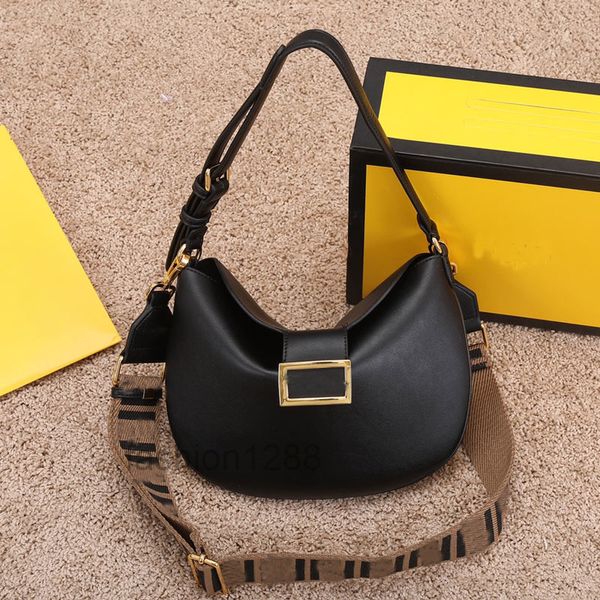 

cow horn shaped underarm bag women genuine leather shoulder bags wide knitting strap half moon arc pouch ladies fashion clutch brown black h