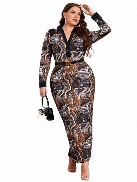 

plus size dresses x sunni nichole designs plus marble print button front bodycon dress without belt h2jy#, Black