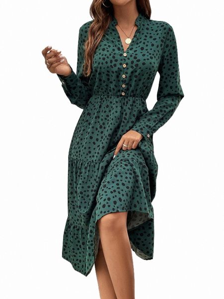 

casual dresses dalmatian print ruffle hem a-line dress a0iz#, Black;gray