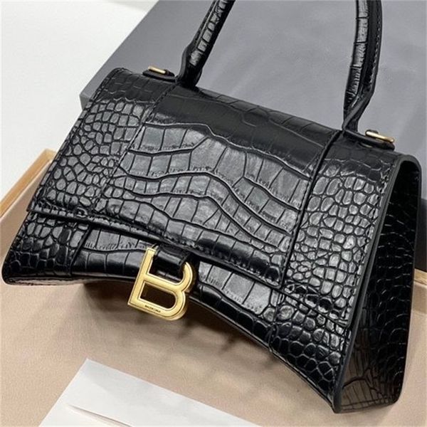 

deaigner handbag balenciga bags 2022 net red b family high version crocodile hourglass leather women's single shoulder messenger should