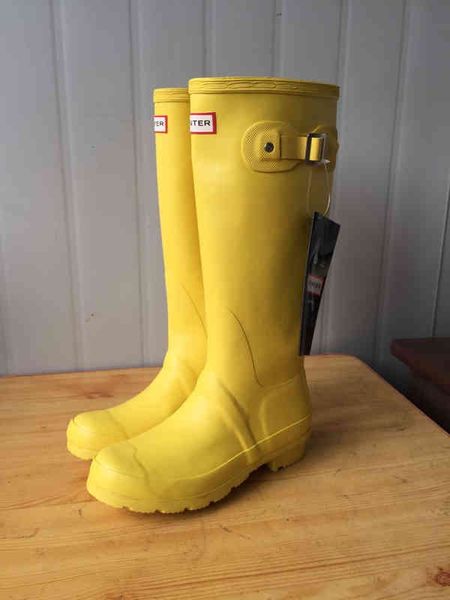 

brand boots fashion h home rain women's classic water high barrel rubber sky blue boots, Black
