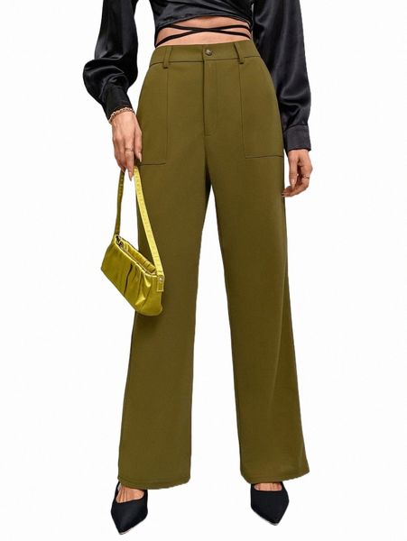 

women's pants & capris high waist slant pocket pants p0am#, Black;white