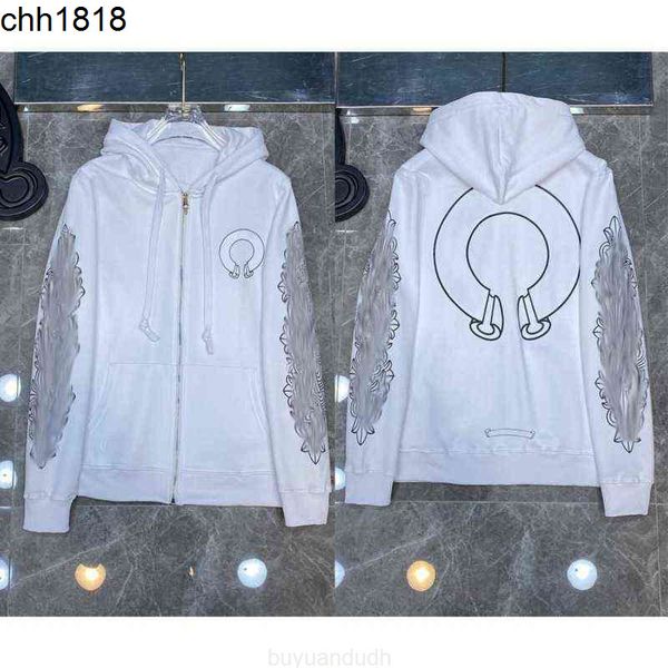 

new chrome fashion classic designer hoodies luxury mens ch horseshoe sanskrit cross print pullover hooded sweatshirts sweater, Black