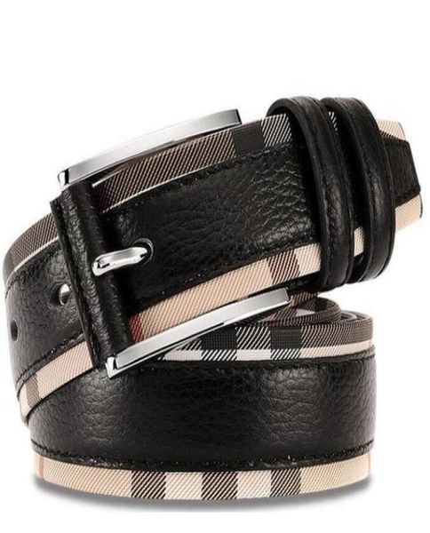 

2021 luxury genuine leather belt for men and women fashion pin buckle plaid, Black;brown