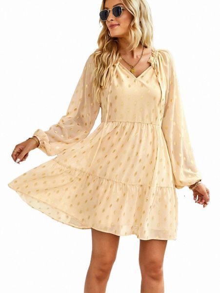 

casual dresses allover print lantern sleeve ruffle hem dress u0zn#, Black;gray