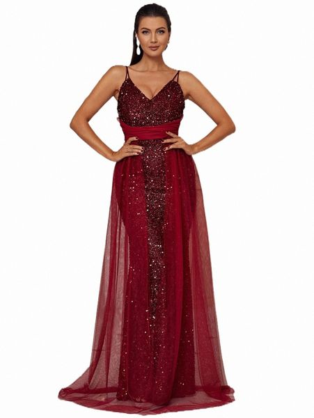 

casual dresses missord contrast sequin mesh overlay formal dress a6l8#, Black;gray