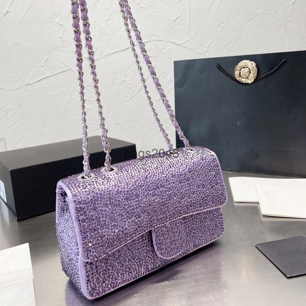 

chhan evening bags luxuries women bags designer lady classic flap bag genuine leather shoulder-bag full drill chain pack star style simple s