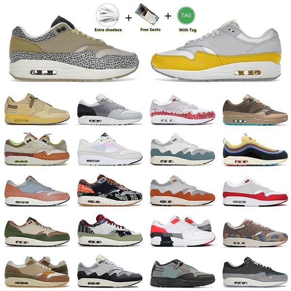 

2022 new arrival cushion 1 running shoes tour yellow safari mens women wabi-sabi la ville lumiere blueprint men women airmaxs 1/87 sneakers, Black