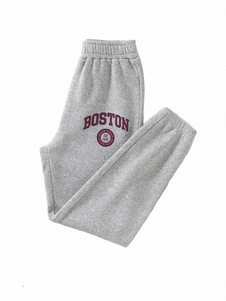 

women's pants & capris letter graphic thermal lined sweatpants b8gy#, Black;white