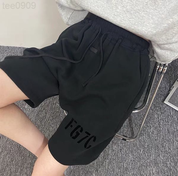 

pants fear ofgod season main line flocking drawstring shorts fashion high street loose pants men, Black
