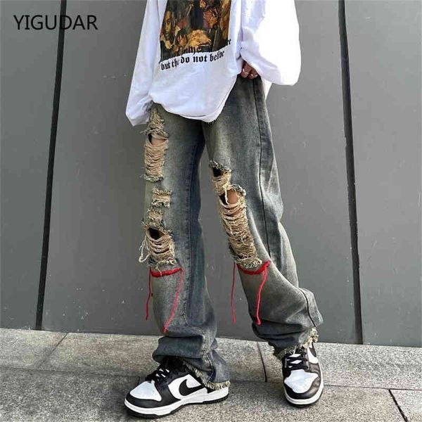 

women's jeans high waist women jeans ripped korean fashion streetwear wide leg jean female denim trouser straight baggy mom denim pants, Blue