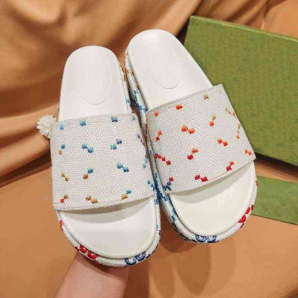 

sandals slides platform slippers rainbow letters thick bottom casual versatile waterproof for women factory supply a generation, Black