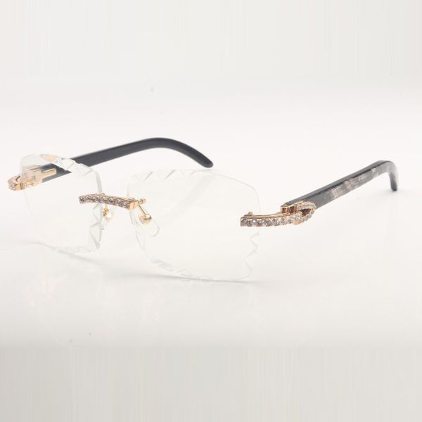 

endless diamond buffs sunglasses frames 3524029 with natural buffalo horn legs and 58 mm clear cut lens, Silver