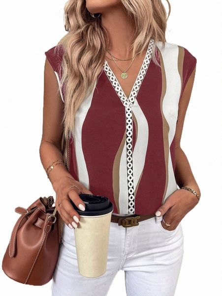 

women's blouses & shirts colorblock contrast lace blouse r3lq#, White