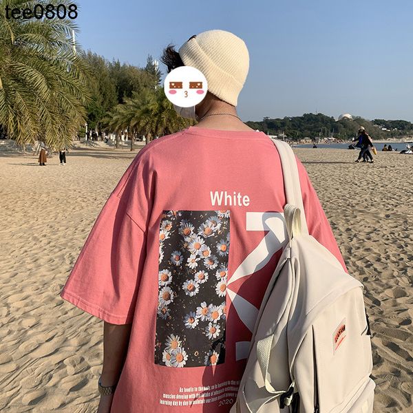 

mens designer t shir tee new street fashion brand short sleeve women loose off arrow oil painting printed lovers t-shirt men's white, White;black
