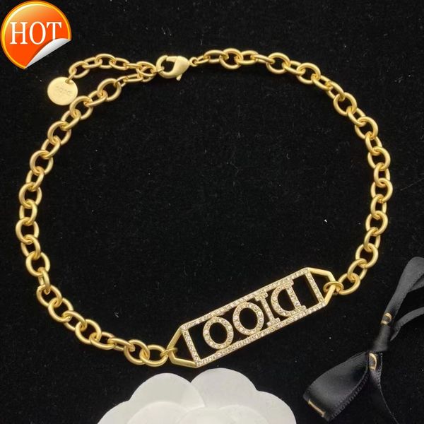

d family di necklace women's new letter diamond inlaid necklace fashionable versatile trendy classic neck chain factory direct sale, Black