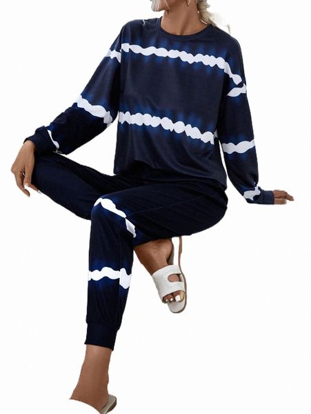 

two piece dress tie dye drop shoulder sweatshirt & sweatpants s8lq#, White