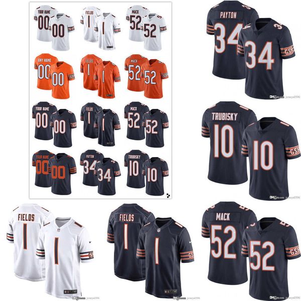 

football jerseys custom chicago''bears''youth 58 roquan smith 1 justin fields, Black;red