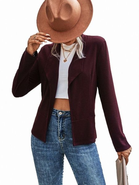 

women's down & parkas solid waterfall collar open front coat 23os#, Black