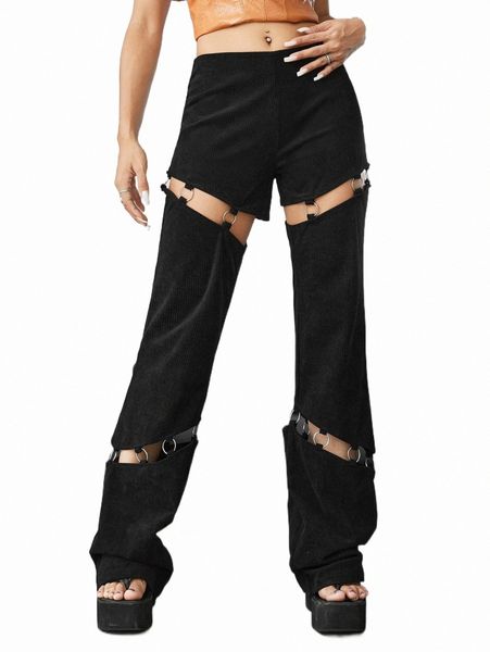 

women's pants & capris cut out ring detail flare leg pants z8tm#, Black;white