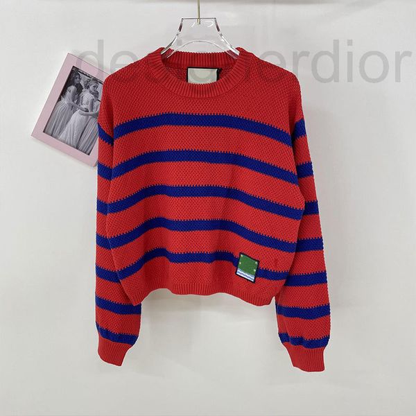 

women's knits & tees designer autumn new product stripe chicken letter embroidery round neck long sleeve lantern sleeve loose casual si, White