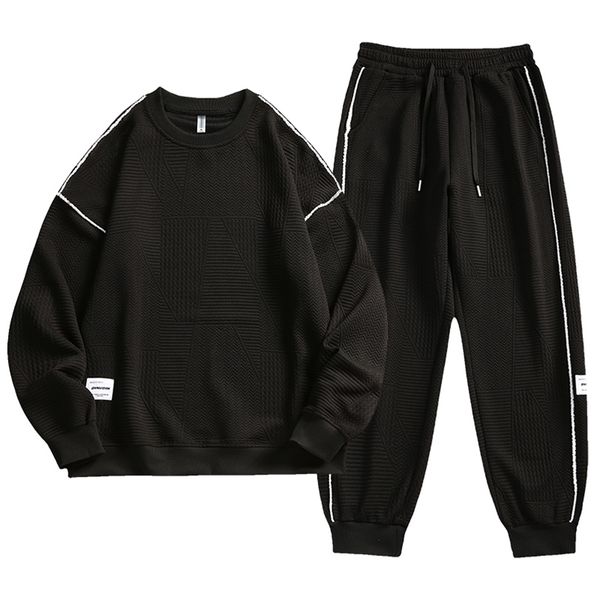 

mens tracksuits men 2 piece tracksuit loose round neck men pullover elastic drawstring men sweatpants autumn male sportswear s4xl 220906, Gray