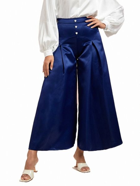 

women's pants & capris modely buttoned front wide leg pants 538a#, Black;white
